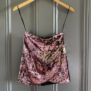 Topshop Women's Sequin Drape Mini Skirt - Size 6